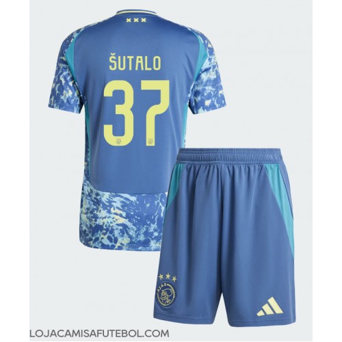 Camisa de Futebol Ajax Josip Sutalo #37 Equipamento Secundário Infantil 2024-25 Manga Curta (+ Calças curtas)